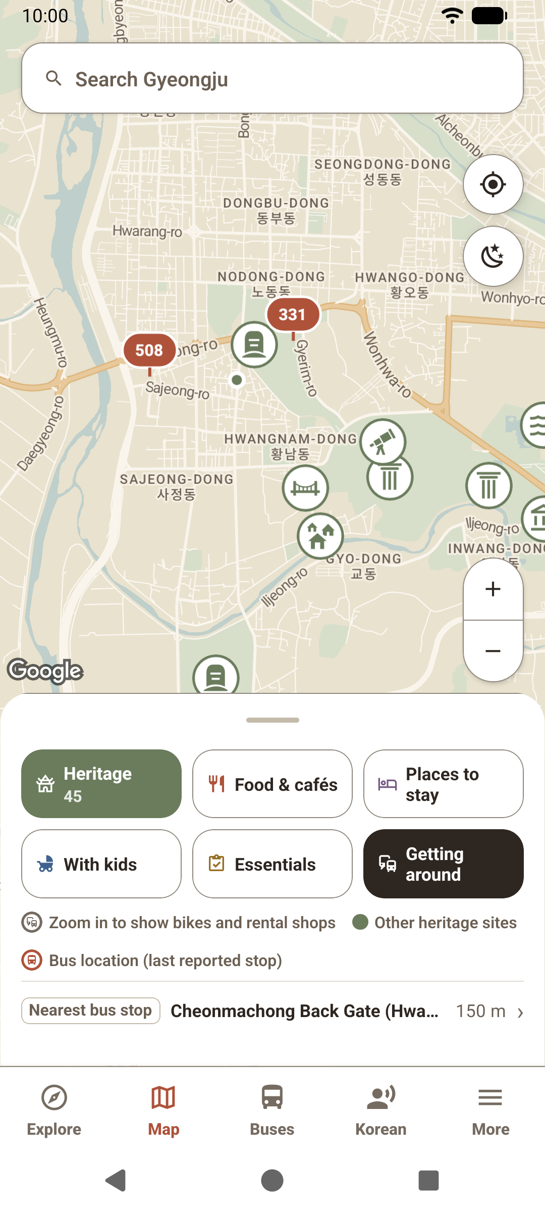 Sights and everyday stops on the map